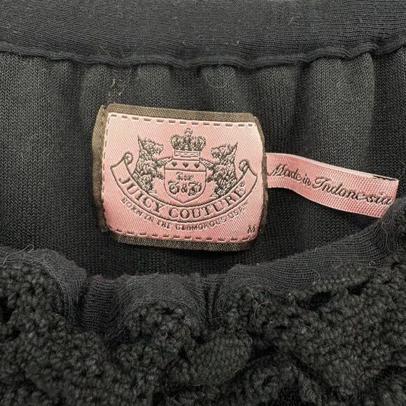 Juicy Couture Lace Trim Long Sleeve Y2K Top, Sz Med, Black Kangaroo Pouch - Picture 9 of 11